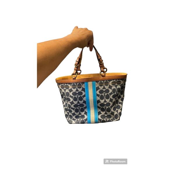 Coach VINTAGE Limited Edition Denim Leather mini Tote signature CCs Y2K suede - Picture 1 of 15